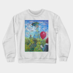 Woman with a Parasol, Clown with a Balloon Crewneck Sweatshirt